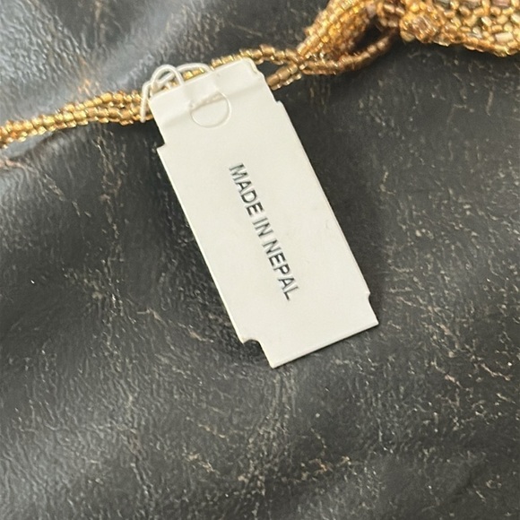 Nepal Beaded Fringe Necklace gold long beaded waterfall necklace African inspire - Picture 4 of 4